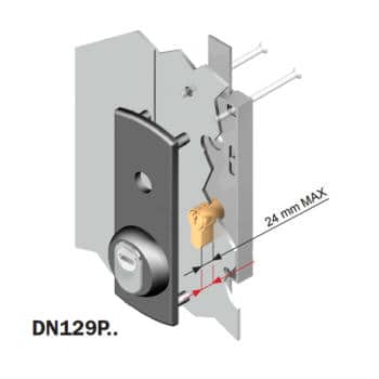 Sicurezza basculante DISec serie DN129P placca 170x60 mm con cilindro europeo interasse 60 mm