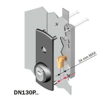 Sicurezza basculante DiSec serie DN130P placca 170x60 mm con cilindro europeo interasse 70 mm