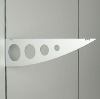 Supporto forato in alluminio Fitart, per mensola in legno e vetro, lunghezza 380 mm, colore Argento Satinato