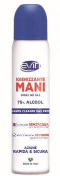Igienizzante spray Evin per mani, volante, piano di lavoro, 75% alcool, 100 ml