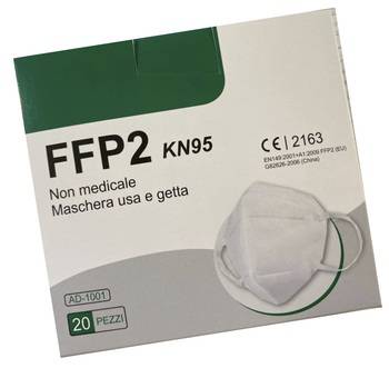 Protezione per viso mascherina FFP2 certificata CE, senza valvola, maschera Covid19, antibatterica, antipolvere