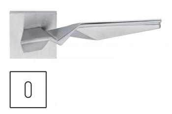 Maniglia per porta Fusital H 356 Serie ZH Duemilacinque, con rosetta e bocchetta quadrata foro normale, finitura cromo satinato