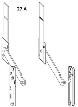Limitatore di apertura parte anta e telaio G-U Italia per finestra, mano sinistra, battuta 27 mm, in zama, finitura Argento