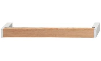 Maniglia in legno per mobile in Rovere con dettagli Cromo Opaco 204 x 29 mm