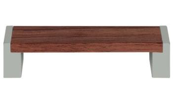 Maniglia in legno per mobile in Noce con dettagli Cromo Opaco 108 x 29 mm