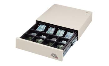 Cassetto portadenaro sottopiano con Chiusura a pressione 366 x 425 x 98 mm Lamiera Acciaio Bianco Crema
