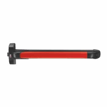 Maniglione antipanico Push ISEO, modulare reversibile, idoneo per tagliafuoco, lunghezza massima 840 mm, colore nero e rosso