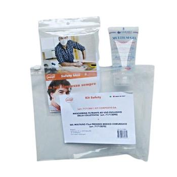 Kit Safety Mungo, con 2 mascherine lavabili colore Bianco + MultiUsi Gel 75 ml