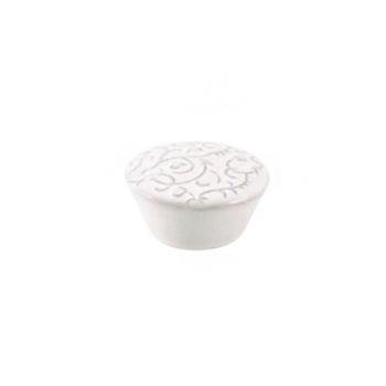 Pomello per mobile in Ceramica, pomolo decorato serie Botanic Ø 70, colore Bianco