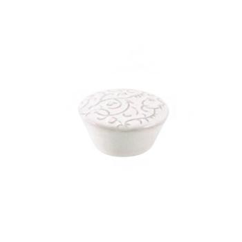 Pomello per mobile in Ceramica, pomolo decorato serie Botanic Ø 45 mm, colore Bianco
