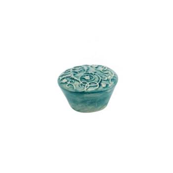 Pomello per mobile in Ceramica decorato, pomolo serie Botanic Ø 45 mm, colore Verde