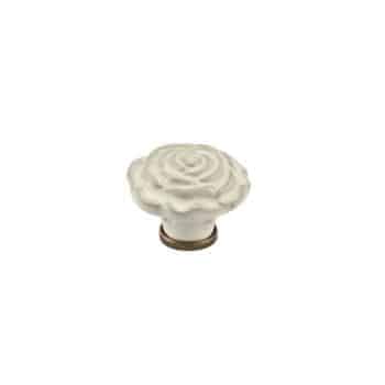Pomello per mobile a fiore in Ceramica, pomolo serie ROSA, Ø 70 mm, colore Avorio