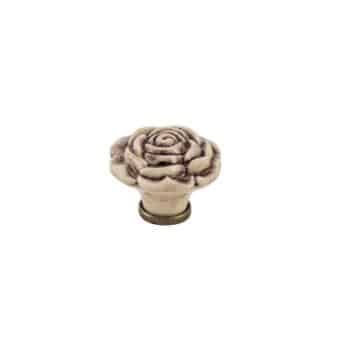 Pomello per mobile a fiore in Ceramica, pomolo serie ROSA, Ø 70 mm, colore Patinato