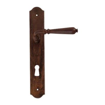 Maniglia rustica 19027.P9000.35 Metal Style per porta, foro Patent, placca 240x40 mm, finitura Ferro Invecchiato