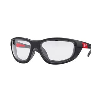 Occhiali di sicurezza HIGH PERFORMANCE Milwaukee con inserto in schiuma, colore lenti trasparente, peso 42 g