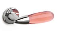 Olivari serie Aurora maniglia per porta interna rosetta bocchetta foro normale cromato trasparente e rosa