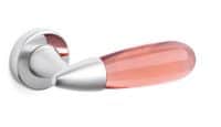 Maniglia per porta Olivari serie Aurora rosetta bocchetta rotonda Foro Normale Cromato Opaco+ Vetro Trasparente Opaco Rosa