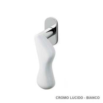 Maniglia per finestra Olivari serie Chelsea con DK di sicurezza Cromo Lucido + Porcellana Bianca