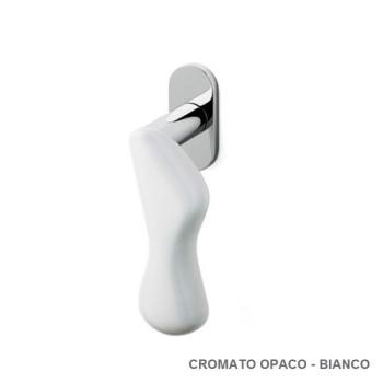 Maniglia per finestra Olivari serie Chelsea con DK di sicurezza Cromato Opaco + Porcellana Bianca