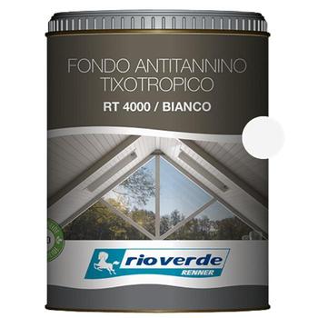 Fondo Antitannino Tixotropico Rioverde RT4000 Renner, per legno, confezione 750 ml, finitura Bianco
