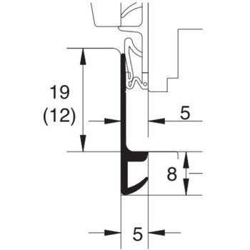 Guarnizione per serramento 240 GU, battuta 19-12 mm, aria 2 mm, fresata 4 mm, bobina da 175 mt, finitura Nero