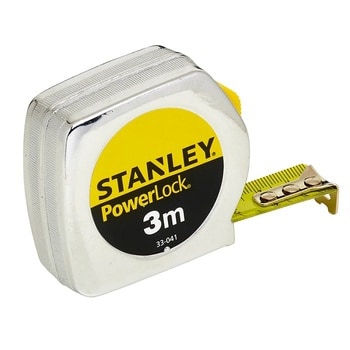 Flessometro PowerLock Stanley con cassa metallica, lunghezza 3 mt, larghezza 12,7 mm