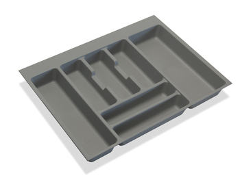 Portaposate Optima Universal per cassetti cucina Emuca, in plastica grigia, altezza 45 mm, moduli 1.200