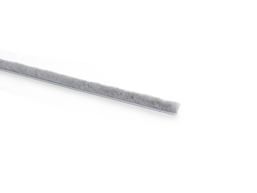 Spazzola ferma polvere con adesivo Emuca, per stipite porta, altezza 9 mm, finitura Grigio