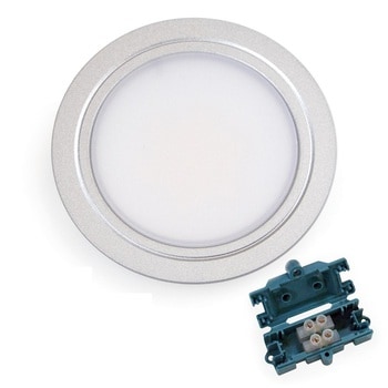 Faretto LED a incasso Emuca per mobile, diametro 84 mm, colore Grigio Metallizzato