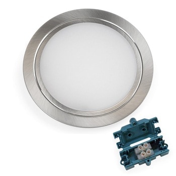 Faretto LED a incasso Emuca per mobile, diametro 84 mm, colore Nichel Satinato