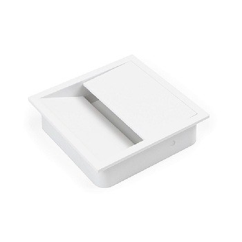 Passacavi quadrato Emuca da tavolo, da incasso, dimensioni 85x85 mm, colore Bianco