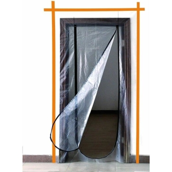 Porta proteggi polvere per cantiere, apertura con cerniera, dimensioni 260x112 mm, Pellicola Trasparente