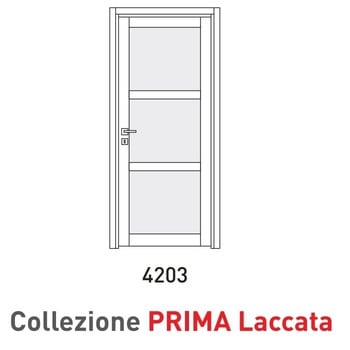 Porta a battente Viemme Porte serie Prima Laccata 4203, porta listellare con tre pannelli simmetrici e due traversi, con [...]