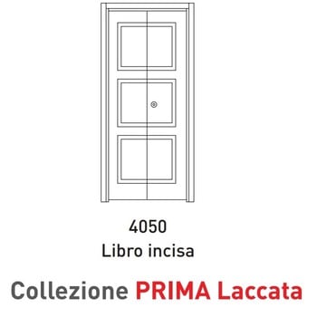 Porta a battente pieghevole Viemme Porte serie Prima Laccata 4050 Libro Incisa, porta con tre pannelli simmetrici incisi