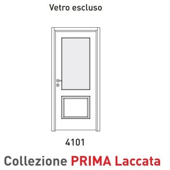 Porta a battente Viemme Porte serie Prima Laccata 4101, porta laccata con due pannelli asimmetrici pantografati, con opzione Vetro