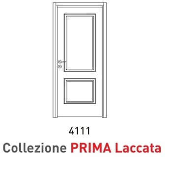 Porta a battente Viemme Porte serie Prima Laccata 4111, porta laccata con due pannelli asimmetrici pantografati e un traverso