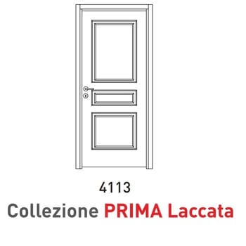Porta a battente Viemme Porte serie Prima Laccata 4113, pannello laccato con tre pannelli asimmetrici pantografata e due traversi