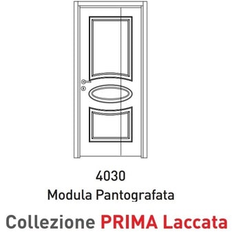 Porta a battente pieghevole Viemme Porte serie Prima Laccata 4030 Modula Pantografata, pannello liscio con ovale central [...]