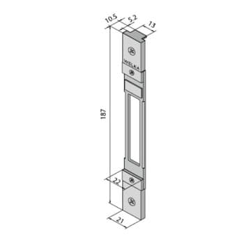 Contropiastra regolabile Welka per serratura da fascia e deviatore, profilo camera europea, altezza 187 mm
