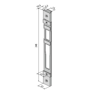 Contropiastra regolabile Welka per serratura da montante, profilo camera europea, altezza 248 mm