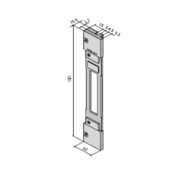 Contropiastra regolabile Welka per serratura da fascia e deviatore, profilo R40/R50, altezza 187 mm