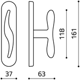 Maniglia disegno tecnico olivari novella C165 Cromato opaco