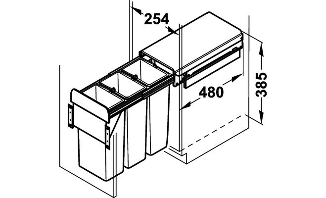 Pattumiera Terry, Ecocab 3, Armadietto Per La Raccolta Differenziata Da Interno Esterno 3 Vani Separati. Materiale Plastica Dimensioni 102x39x88 7 Cm Ecoline 3