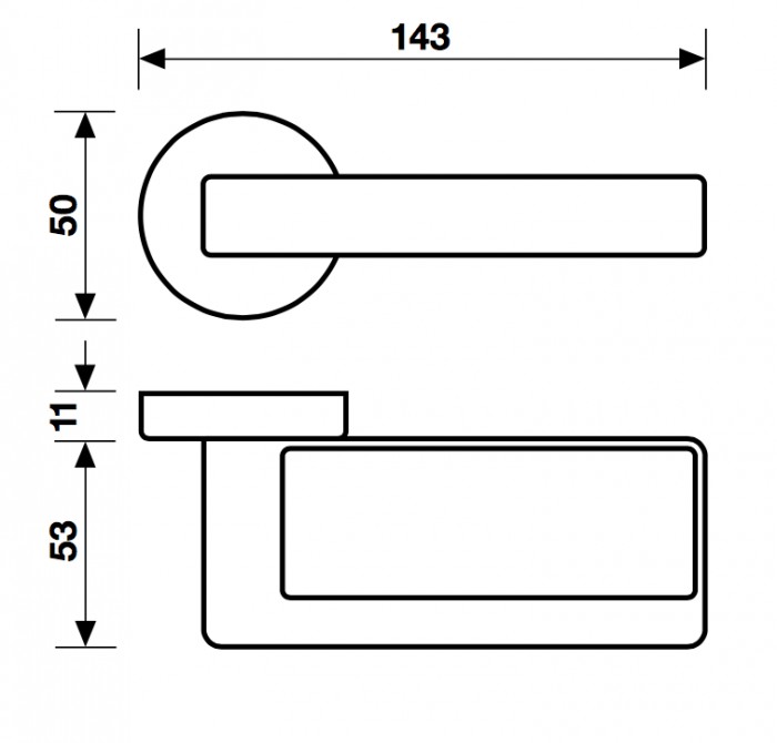 Fusital serie CA DUEMILADUE h350ry Maniglia per porta interna, con rosetta e bocchetta foro normale, finitura cromo satinato.