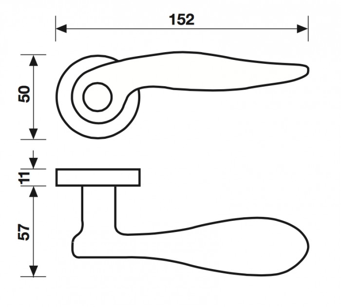 Fusital serie NF NOVANTOTTO h334 r8y Maniglia per porta interna, con rosetta e bocchetta per cilindro, finitura cromo satinato.