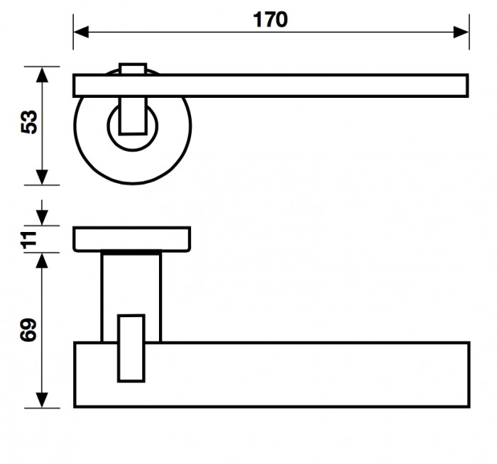 Fusital serie RM NOVANTOTTO H335 Maniglia per porta, con rosetta e bocchetta ovale foro yale, finitura Cromo .