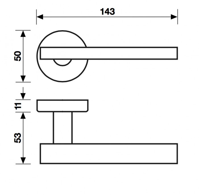 Fusital serie JP DUEMILA H343 Maniglia per porta, con rosetta e bocchetta ovale foro normale, finitura Cromo Satinato.
