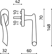 Maniglia disegno tecnico olivari nirvana K173 Cromato lucido