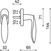 Maniglia disegno tecnico olivari onda K175 superoro satinato