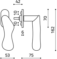 Disegno Tecnico Maniglia Chelsea Olivari DK basso